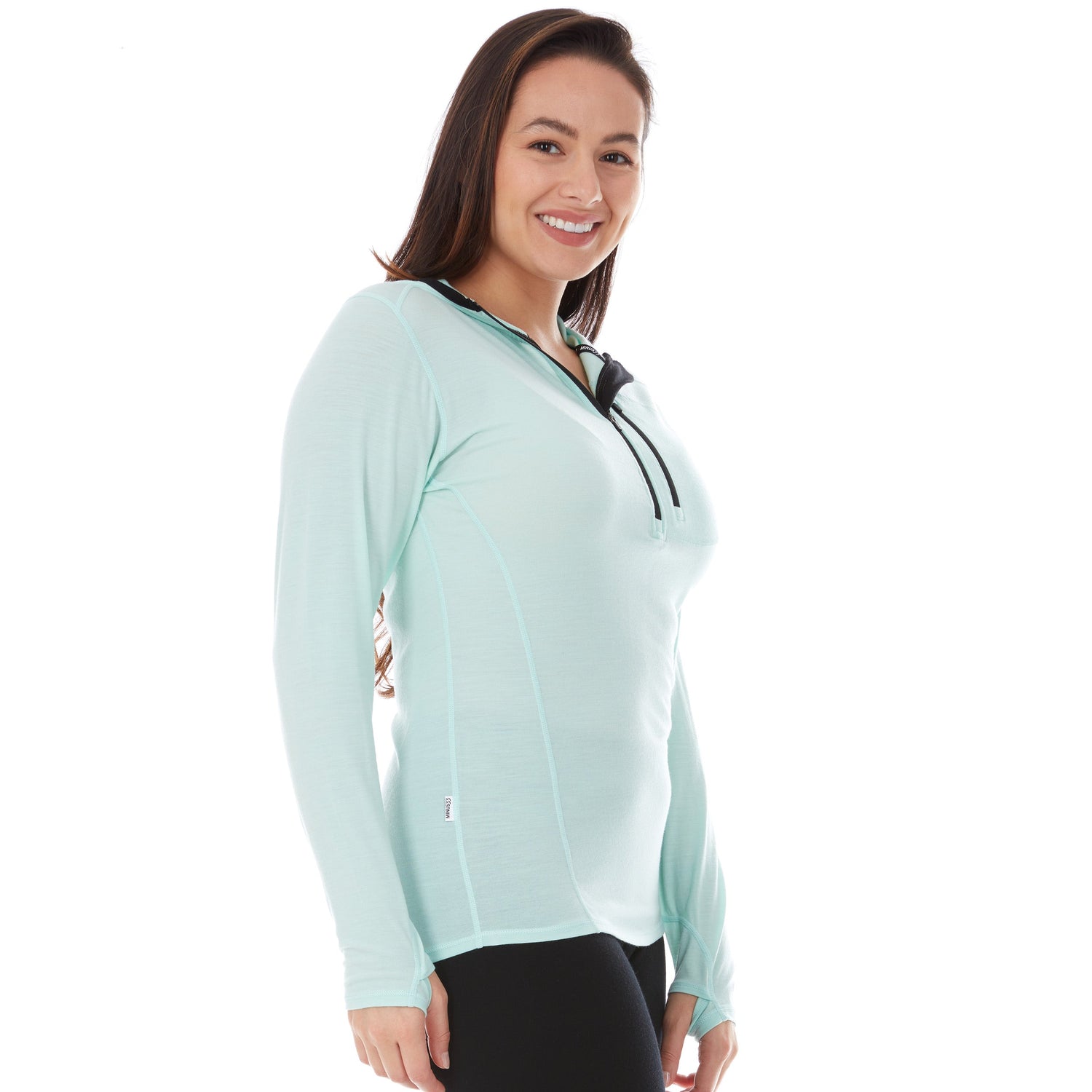 Microweight - Women's Wool 1/4 Zip Sun Hoodie Woolverino