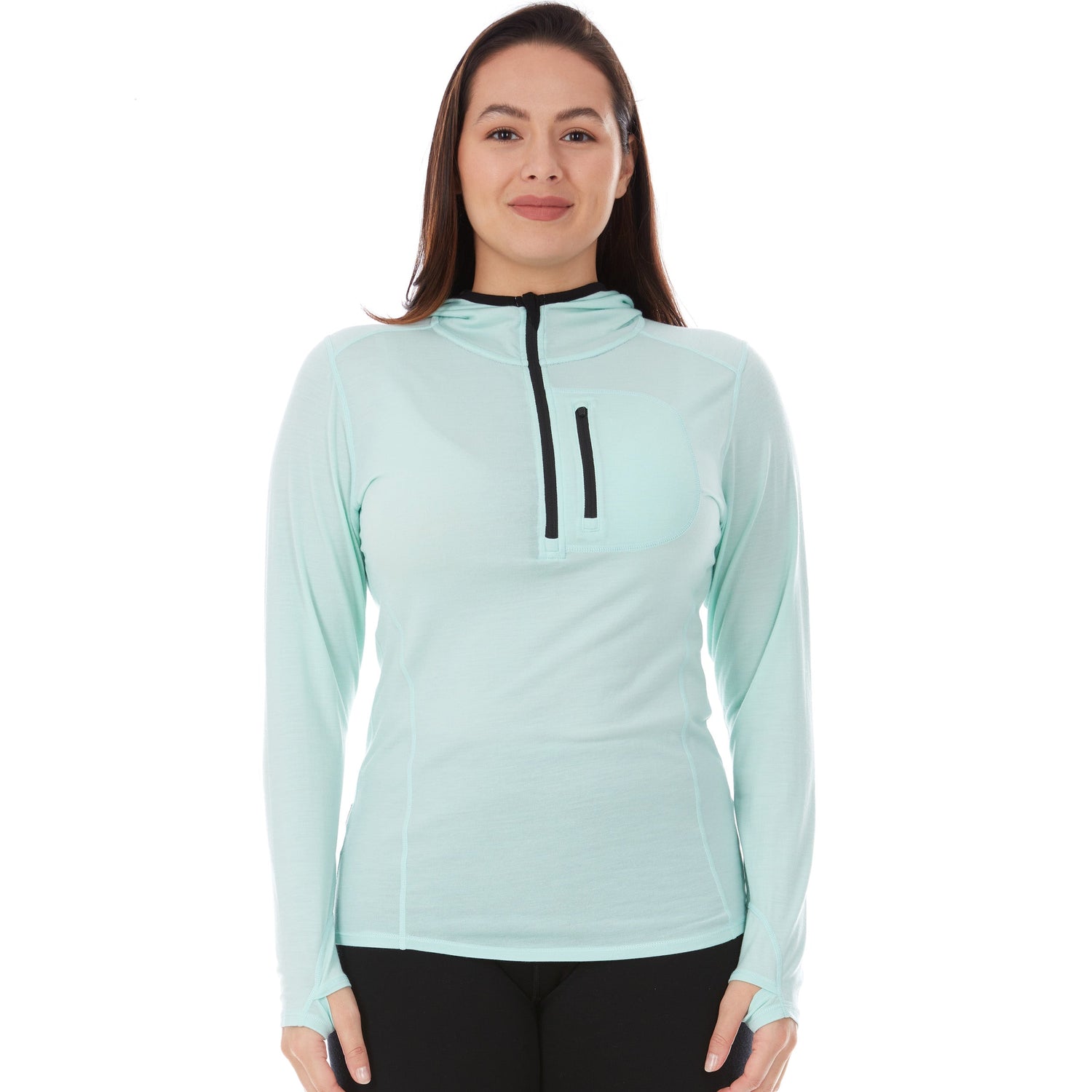 Microweight - Women's Wool 1/4 Zip Sun Hoodie Woolverino