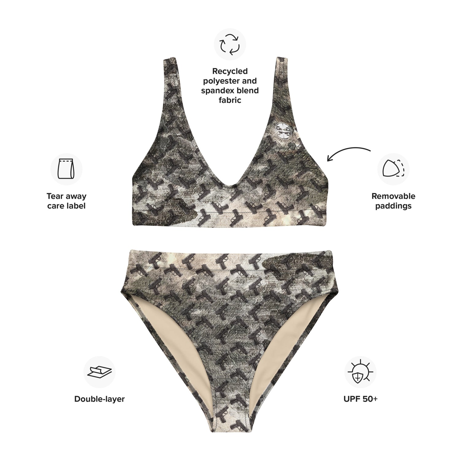 Gunpowder Pistol Palooza High-Waisted Bikini Set