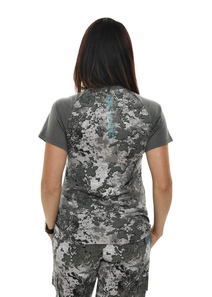 Apricity Henley Hunting Camo Shirt for women by Girls with Guns -
