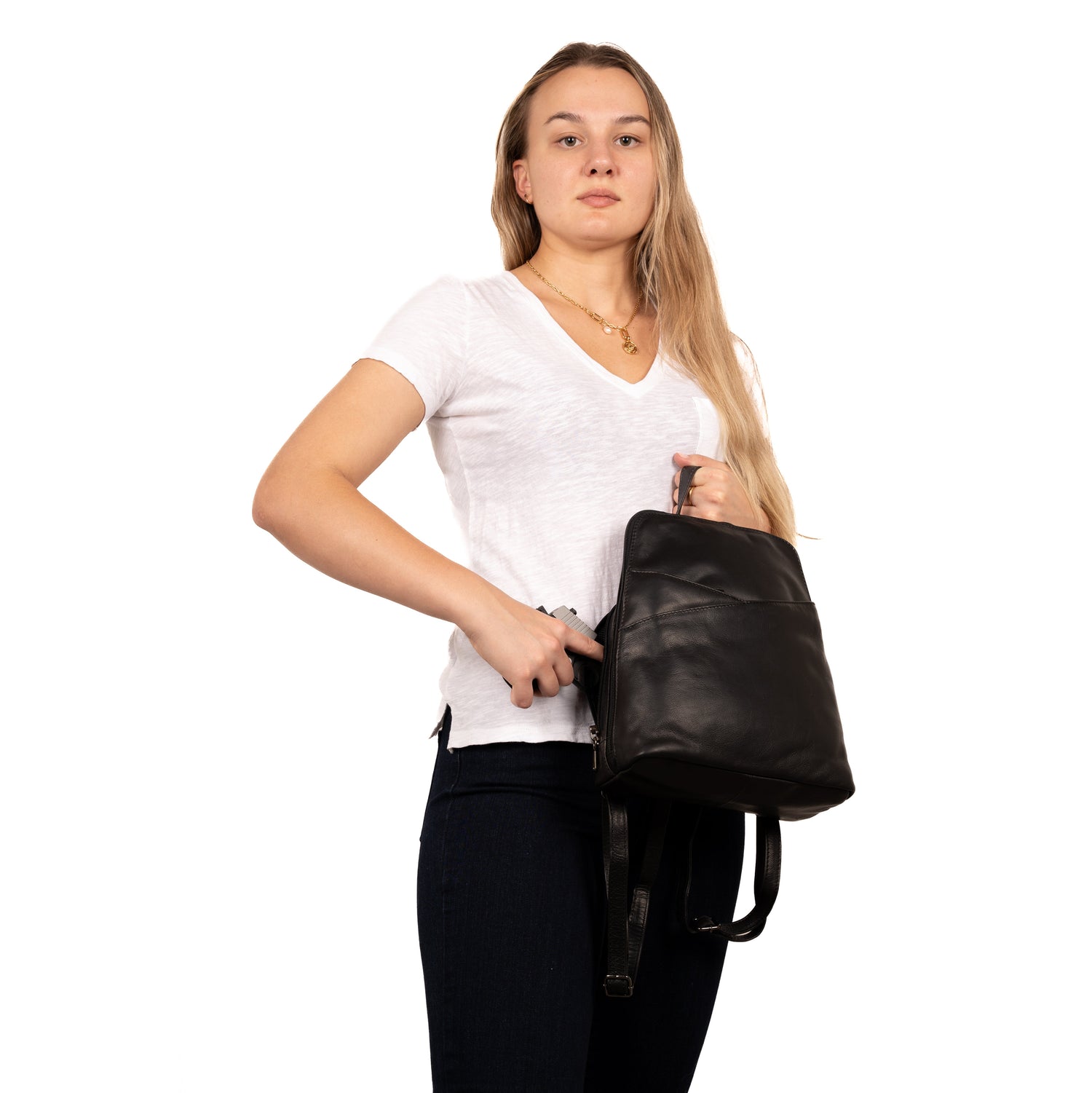 Concealed Carry Jayden Leather Backpack by Lady Conceal