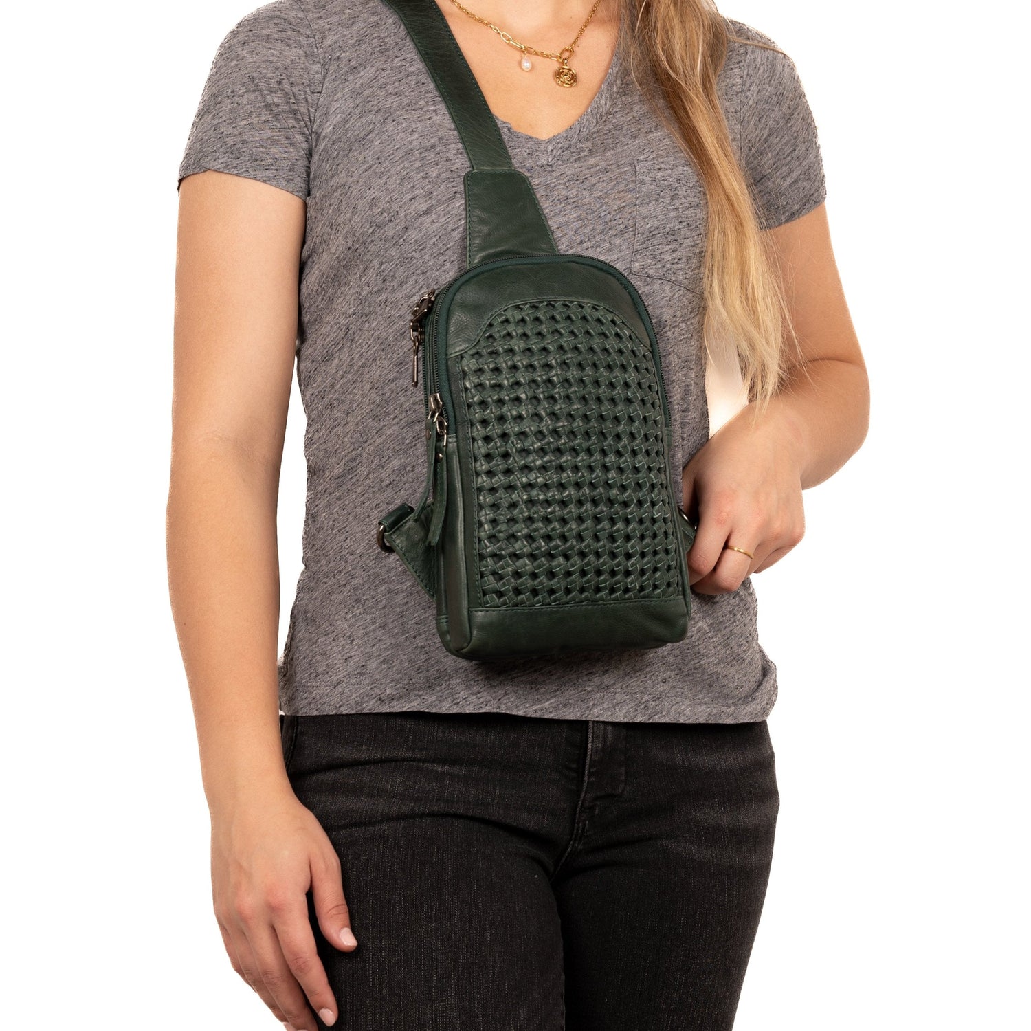 Concealed Carry Bristol Sling Leather Backpack by Lady Conceal