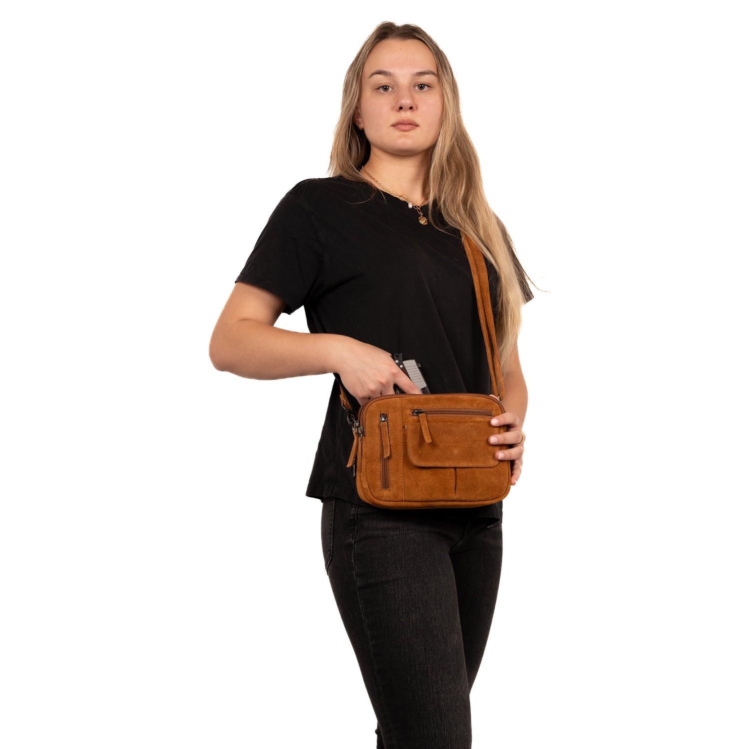 Concealed Carry Hadley Suede Crossbody by Lady Conceal